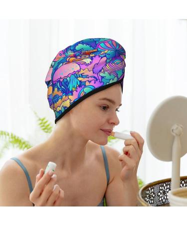 Colorful Mushrooms Microfiber Hair Towel - Super Absorbent Coral Velvet Wrap for Long Curly & Thick Hair - Quick Dry Hair Cap for Women - Buy Online on GoSupps.com