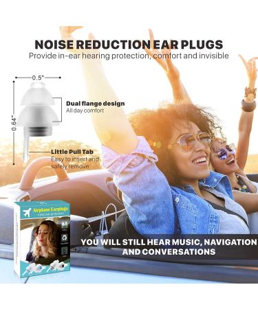 Airplane Ear Plugs [2 Pairs] - Pressure Relief & Noise Reduction for Adults & Kids - Reusable & Super Soft - Hearing Protection - White - Buy Online on GoSupps.com