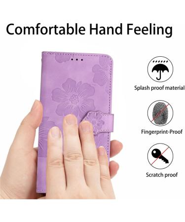 Shop Stylish Flower Pattern Folding Cover for Redmi 9C | PU Leather Protective Case with Stand & Card Slots - Violet - Buy Online on GoSupps.com