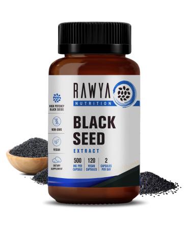 RAWYA Nutrition Black Seed Extract Nigella Sativa Black Cumin Seed Powder 500 mg Each Promotes Wellness Flexibility and Radiant Skin Halal Vegan Pure & Natural Supplement - 120 Vegan Capsules