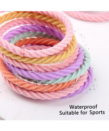 Candygirl 100 Pieces Baby Hair Ties - Cotton Elastic Hair Bands & Ponytail Holders for Girls - Cute Hair Accessories in Yellow Violet Pink - Buy Online on GoSupps.com