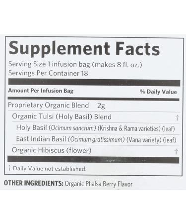 Organic India Tulsi Hibiscus Tea Infusion - 18 Count - Herbal Wellness Brew - Buy Online on GoSupps.com