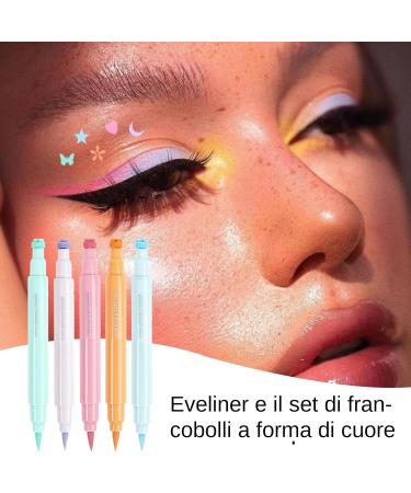 Winged Eyeliner Stamp Colorful Eye Makeup Long-Lasting Eyeliner Set Quick-Drying Eyeliner Pens Festival Makeup Kit Double Ended Eyeliner Star Moon Eyeliner Flower Winged Liner - Buy Online on GoSupps.com