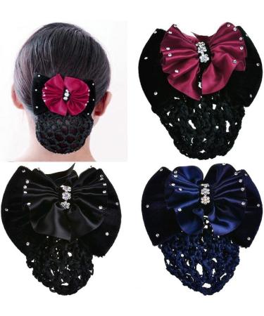 Women Hair Bun Cover Net Snood Hairnet Bowknot Barrette Hair Clip Bow Lace Flower Hair Accessories (Blue) - Buy Online on GoSupps.com