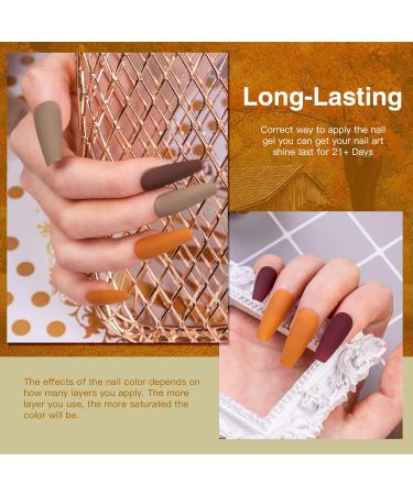 AUBSS Autumn Gel Nail Polish Set - 6 Stunning Colors for Winter | Gold Glitter, Brownish Orange, Brown | Soak Off LED Gel Kit for Nail Art | Perfect Manicure Gift for Women - Buy Online on GoSupps.com