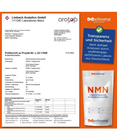Infinime NMN 30G - Pure Nicotinamide Mononucleotide Powder | 99.8% Certified Purity | Lab Tested in Germany | Pet-Friendly for Dogs & Cats - Buy Online on GoSupps.com