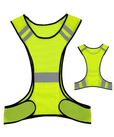 Reflective Night Running Vest with Adjustable Strap & Breathable Holes, Ultrathin Lightweight Safety Vest with 360 High Visibility for Running, Jogging, Cycling, Hiking, Walking, Yellow