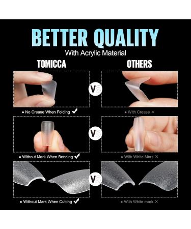 Tomicca Artificial Nails - Short Square Nail Tips for Gel Nails | 150 Pcs Soft Gel Full Cover Set with Glue | Professional Salon Quality - 15 Sizes Available - Buy Online on GoSupps.com