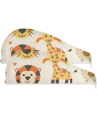 Buy Cute Animal Hair Towels 2 Pack - Super Absorbent Quick Dry Turbans for Women & Girls - Buy Online on GoSupps.com