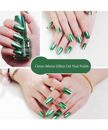 Metallic Green Nail Polish Metal Nail Polish Green Mirror Nail Varnish Quick Drying Long Lasting Metallic Effect Nail Art Polish Non-Peelable Mirror Nail Polish No Need Cure - Buy Online on GoSupps.com