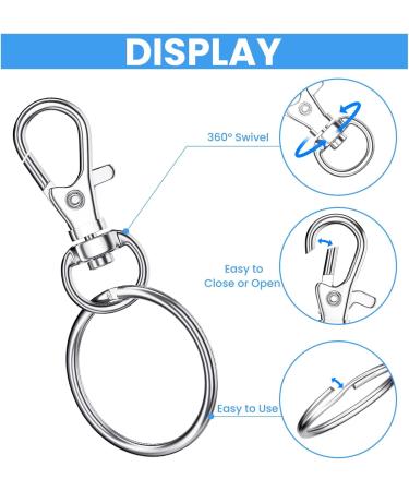 20pcs Swivel Snap Hooks with Key Rings for DIY Crafts & Jewelry Making - Lobster Claw Clasp Keychain Clips for Lanyards & Christmas Decor - Buy Online on GoSupps.com