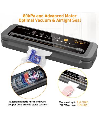 MegaWise 80kpa Vacuum Sealer Machine with Bags & Cutter - One-Touch Automatic Food Saver for Dry, Moist, Fresh Items - Buy Online on GoSupps.com