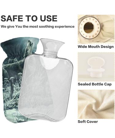 Wolves Howls Moon Hot Water Bottle - 1L BPA Free Small Pain Relief & Hot/Cold Compress - Buy Online on GoSupps.com