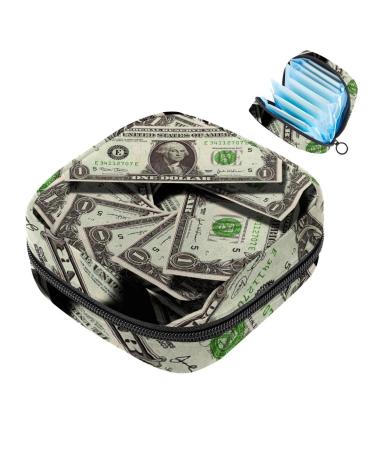 Menstrual Pad Bag with Zipper Ladies Napkin Bag Tampons Collection Bag for Women and Girls (US Dollar Money)