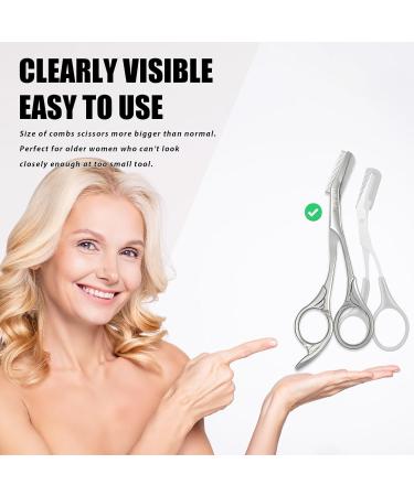 LePinko Eyebrow Trimming Scissors & Combs Set - Perfect Gifts for Men & Women | Silver - Ideal Stocking Stuffers - Buy Online on GoSupps.com
