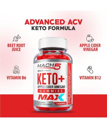 (2 Pack) Mach5 ACV Keto Gummies - Max Strength | Apple Cider Vinegar & Beetroot Juice | Vitamin B12 | 120 Gummies - Buy Online on GoSupps.com