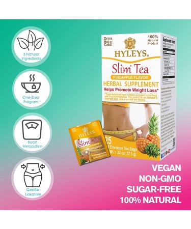Hyleys Slim Tea Pineapple - 50 Tea Bags - Cleanse, Detox & Weight Loss Supplement - Buy Online on GoSupps.com
