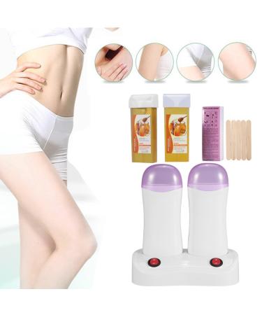 Wax Epilation WachSerhitzer roller heating set double-roll-on-heat effect + warm wax + wooden spatula + wax paper strips for depilation