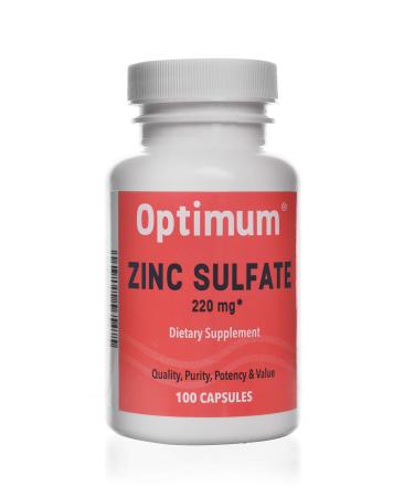 Zinc Sulfate 220 mg 100 Count Capsules | Dietary Supplement