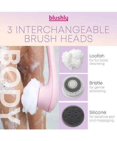 Blushly Rechargeable Exfoliating Body Brush with 3 Cleansing Heads | Shower Body Brush - 14 Turquoise - Buy Online on GoSupps.com