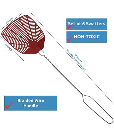 6 Pack Braided Metal Handle Bug & Fly Swatter for Indoor/Outdoor Pest Control | Flyswatter Set - Buy Online on GoSupps.com