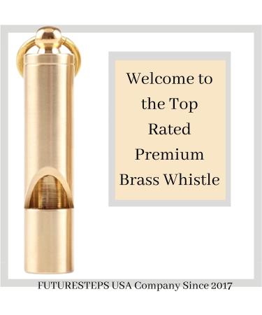 FUTURESTEPS Premium Brass Whistles Set of 2 with Black Lanyard - Loud Survival Whistles - Buy Online on GoSupps.com