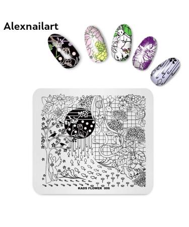 4PCS Nail Art Stamping Plates Set - Christmas Flower Grid Design Stencils with Polish Stamper | Multi-Pattern Nail Art Templates for DIY Manicure - Buy Online on GoSupps.com