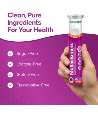 nutrazul Multivitamin Effervescent Tablets Supplement for Daily Wellness & 9 Essential Vitamins Contains Vitamin with Vitamin C & B Complex Orange Flavor 60 Tablets - Buy Online on GoSupps.com