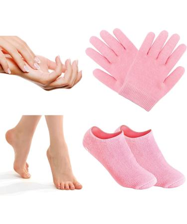 Moisturizing Socks and Gloves Set for Softening and Repairing Dry Skin with Aloe Lotion and Silicone - Pink - Buy Online on GoSupps.com