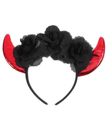 Beaupretty Halloween Horn Headband Horn Flower Headbands Gothic Black Horn Devil Hair Accessories for Halloween Costume