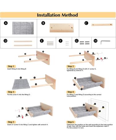 Topmart Cat Hammock Wall Mounted - Gray | Cat Wall Furniture for Sleeping, Playing & Climbing | Cat Wall Shelves & Perch for Indoor Cats (Up to 35lbs) - Buy Online on GoSupps.com