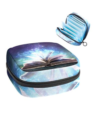 GIAPB Period Bag Sanitary Napkin Storage Bag Period Pouch Travel Makeup Bag Vintage Abstract Book Color5073