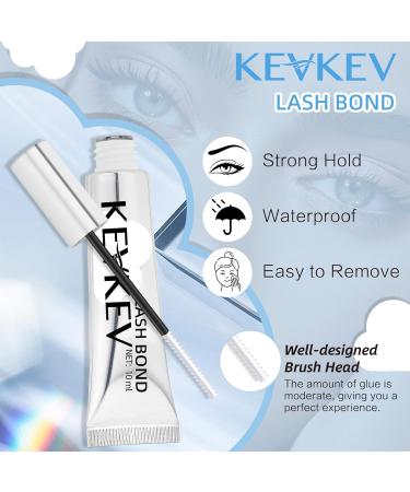 KevKev 10ml Waterproof Eyelash Glue for Lash Clusters & Extensions - Long-Lasting Bond - Includes Lash Brush & Remover Swabs - Clear Lash Adhesive - Buy Online on GoSupps.com