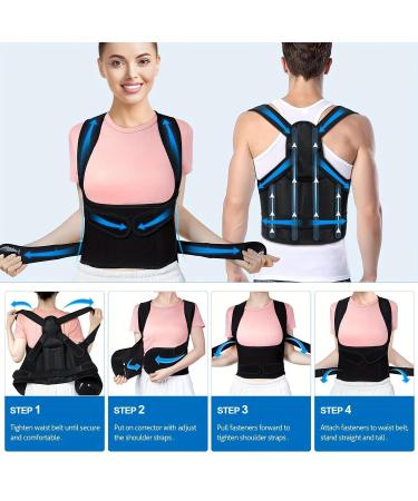 Black Breathable Posture Corrector for Women | Adjustable Lumbar Support Belt for Back Pain | Ideal for Kids Adults & Students (L) - Shop Now - Buy Online on GoSupps.com
