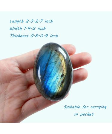 MAIBAOTA 2.4" Labradorite Healing Crystal Gemstones Pocket Polished Moonstone Gifts Oval Shape Reiki Spiritual Energy Nature Crystals for Women Men Relief Balancing Stress Divination Meditation - Buy Online on GoSupps.com