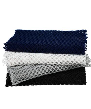 4 Pieces African Net Bath Net Sponge Body Exfoliating Polyester Cleaning Shower Body Scrubber Back Scrubber Exfoliating Wash Bath Cloth for Daily Use (Black Blue White Gray 7.8 x 27.6 Inch) Black Blue White Gray 7.8x27.6 Inch (Pack of 4)