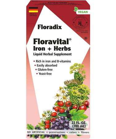 Floradix Floravital Iron & Herb Vegan Liquid Supplement 23 Fl Oz - Energy Support - Buy Online on GoSupps.com