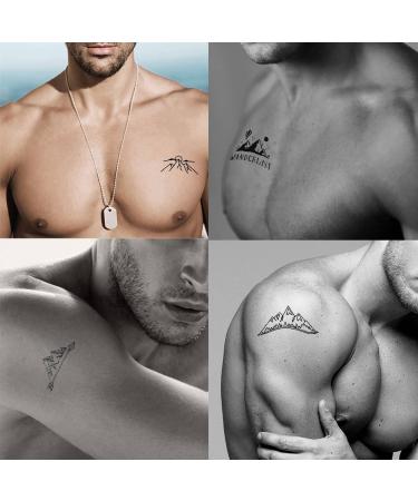 Sleek and Stylish: Tattoonova 6 Sheets Temporary Mountain and Pine Tree Tattoos for Women - Perfect for Parties and Events - Body and Face Sleeve Fake Tattoos - Buy Online on GoSupps.com
