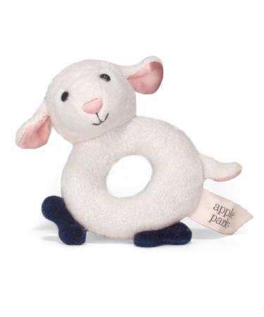 Apple Park Lamby Soft Teething Ring Baby Toy - Hypoallergenic  100% Organic Cotton