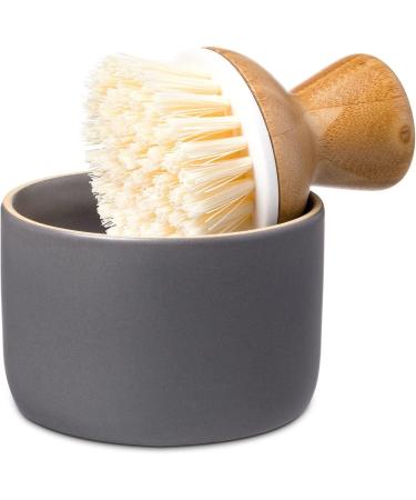 Full Circle Bubble Up Ceramic Soap Dispenser & Bamboo Dish Brush - WhiteGray - Buy Online on GoSupps.com