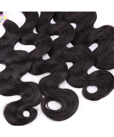 Natural Black Synthetic Body Wave Hair Bundles - 4 Bundles, 280g - Heat Resistant Fiber, Soft as Human Hair - Hair Extensions for Black Women - Buy Online on GoSupps.com