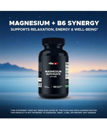 Vitabod Magnesium Glycinate 1000 mg per Serving Providing 300mg of Elemental Magnesium - 90 Vegetarian Tablets - Chelated Form - Supports Muscle Joint and Heart Health*- 2 Pack - Buy Online on GoSupps.com