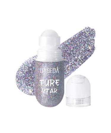 Pheral roll-on body glitter gel mermaid makeup festival rave accessories glitter face paint hologrographic hair glitter gel Sparkle body shimmer halloween makeup party ((05 silver)