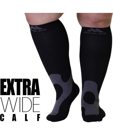 Mojo Wide Calf Compression Socks - 4X-Large Black (20-30mmHg) - Buy Online on GoSupps.com