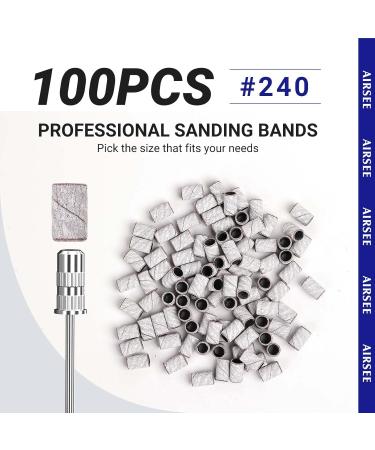 AIRSEE Sanding Bands for Electric Nail Drill 100 Piece Set 240 Grit Medium Acrylic File Attachments Professional 1 Sander Mandrel Bit Beauty Salon Accessories Manicure and Pedicure Finger Callus Zebra 240# Grit White - Buy Online on GoSupps.com
