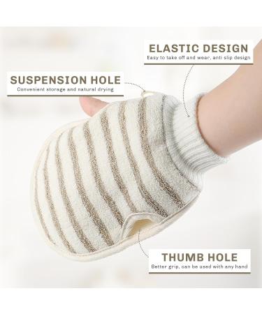 Exfoliating Mitt Body Scrubber Double-Sided Exfoliating Glove Linen Shower Gloves Dual Action Gentle Body Scrub Exfoliator for Skin Cleaning - Buy Online on GoSupps.com