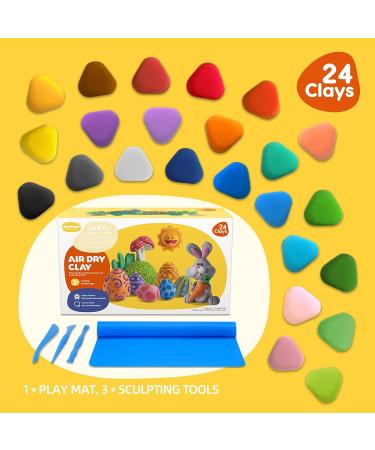 Kilpkonn 24 Colors Air Dry Clay Set with Play Mat & Tools - Non-Toxic Modeling Clay for Kids - No Baking Needed - Perfect Arts and Crafts Gift - Buy Online on GoSupps.com