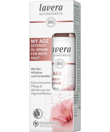 lavera MY AGE Intensive Oil Serum with Organic Hibiscus and Ceramides of Plant Origin Reduces Pigment Spots for Mature Skin Certified Natural Cosmetics Vegan 30 ml