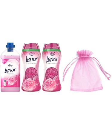 Lenor Fabric Conditioner Pink Blossom 1Pk 52Washes 1820ml + Lenor in-Wash Scent Booster Beads Pink Blossom 2Pk 2 x 176gr + Our Gift for You: Organza Bag Size 9x7x0.1cm