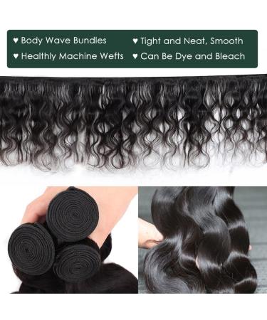 Karbalu 10A Brazilian Human Hair Body Wave 3 Bundles with Lace Closure - 100% Unprocessed Remy Human Hair Bundles - Wet and Wavy - Natural Color - 14 16 18+12 - Buy Online on GoSupps.com